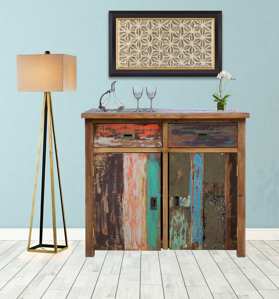 Marina Del Rey Recycled Teak Wood Linen Cabinet  2 doors and 2 drawers   Rustic   Accent Chests And Cabinets   by Chic Teak  Houzz