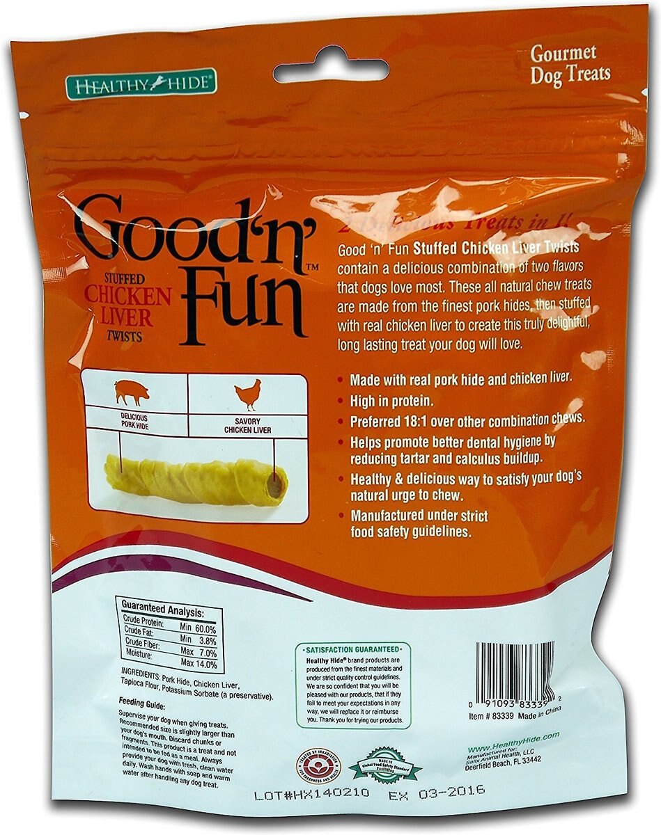 Good 'n' Fun Stuffed Liver Twists with Chicken， Liver and Pork Dog Chews