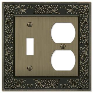 AMERELLE Bleinhem 2 Gang 1-Toggle and 1-Duplex Metal Wall Plate - Brushed Brass 43TDBB