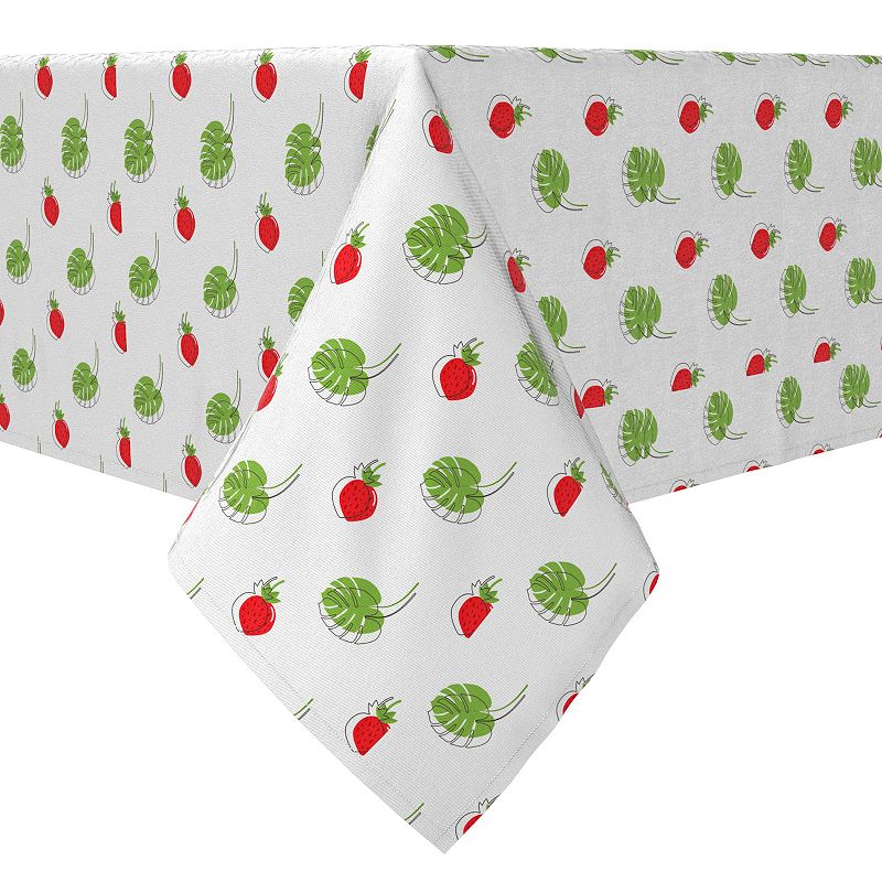 Square Tablecloth， 100% Cotton， 60x60， Strawberries and Leaves