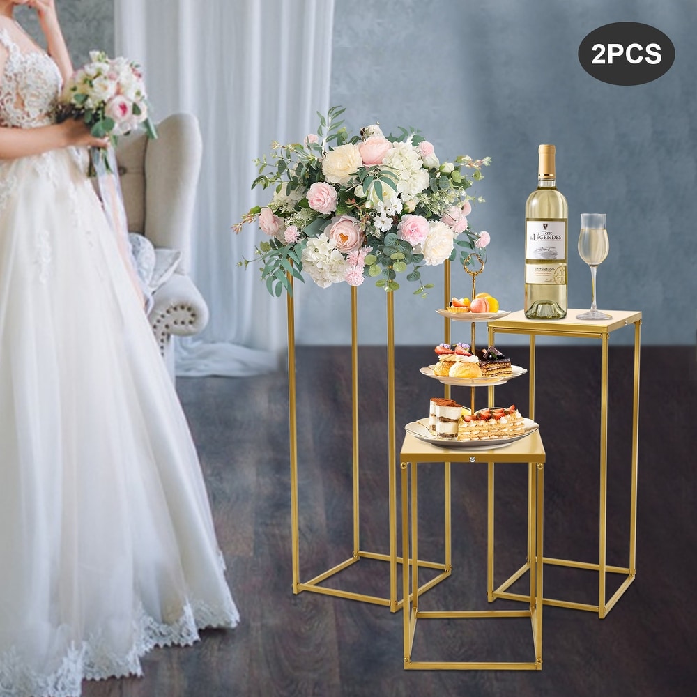 6 Pcs Wedding Flower Stands Gold Pedestal Stand