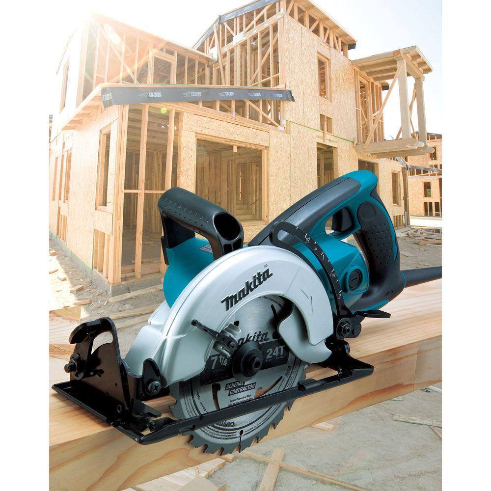 Makita 15 Amp 7-14 in. Corded Hypoid Circular Saw with 51.5 degree Bevel Capacity and 24T Carbide Blade 5477NB