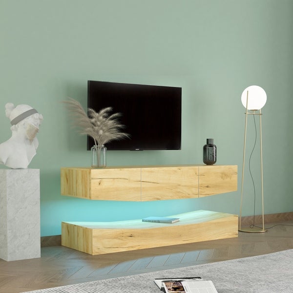 MDF UP and Down WALL-MOUNTED TV Cabinet With Three Drawers and LED Lights