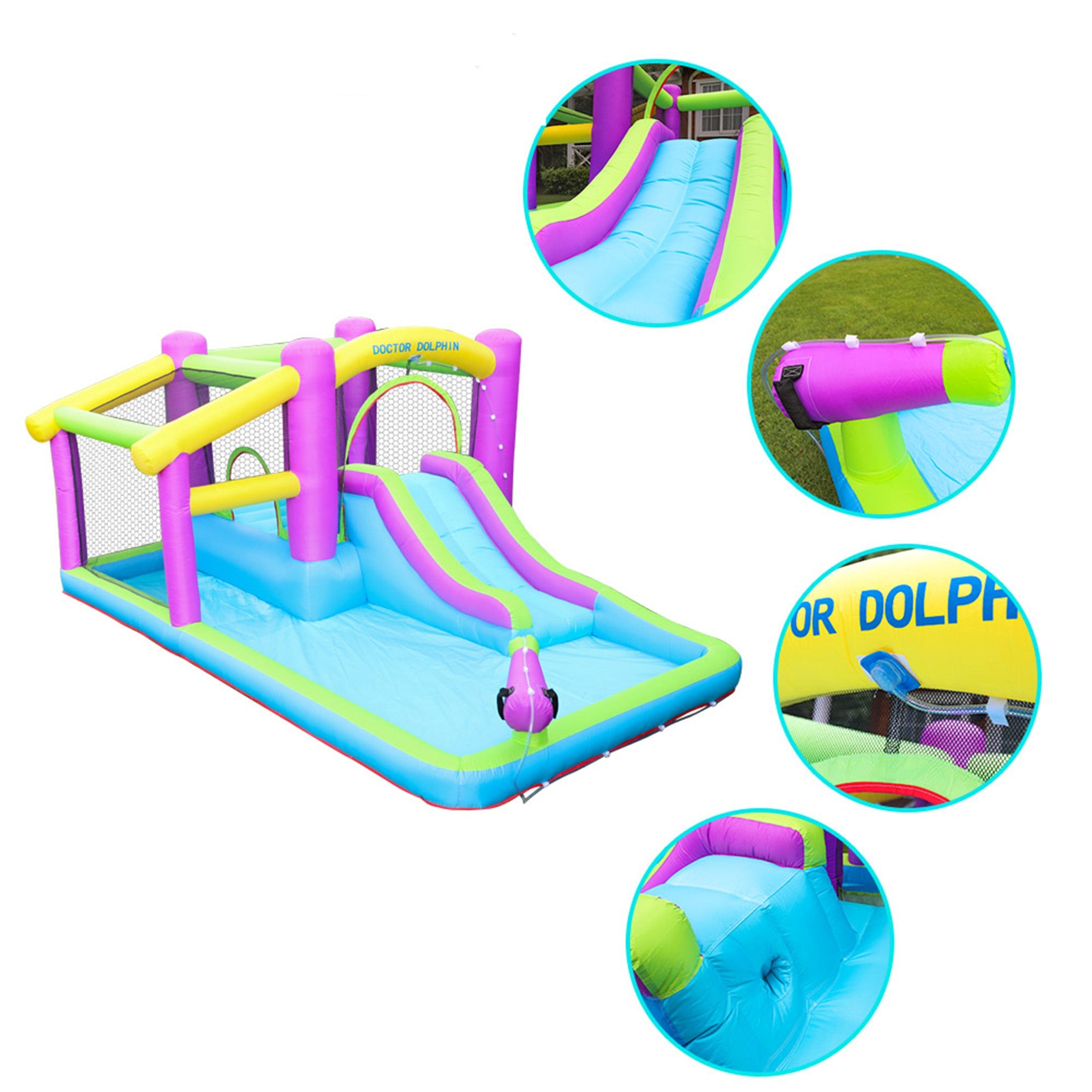 SUGIFT Kids Inflatable Water Park Bounce House Slide Climbing Splash Pool, 160"x112.2"x70.9"