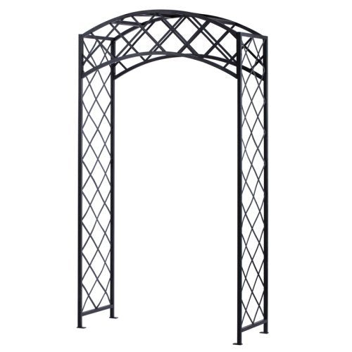 Panacea Black Arched Metal 7.5 ft. Lattice Arbor