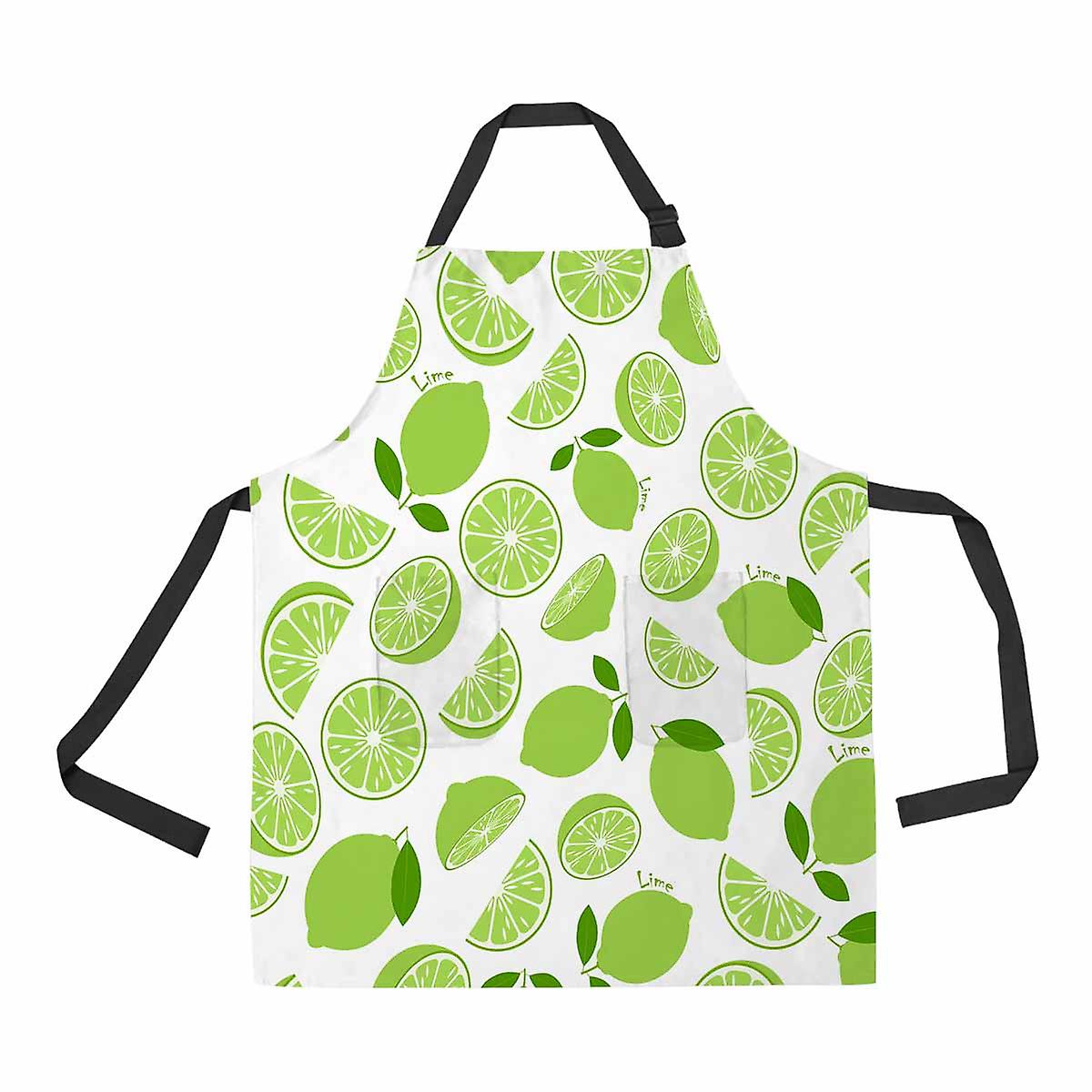 Leaves Slice Citrus Tropical Fruits Vegetarian Food Unisex Adjustable Bib Apron With Pockets For Commercial Restaurant And Home Kitchen Use