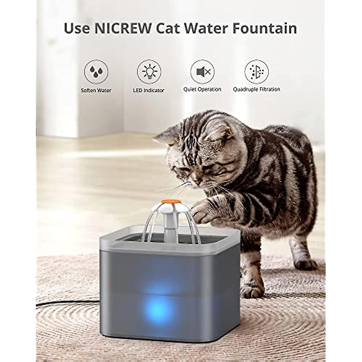 Pet Water Fountain  Cat Drinking Fountain With Led Light  Drinking Bowl For Cat And Small Dogs  Filter Included