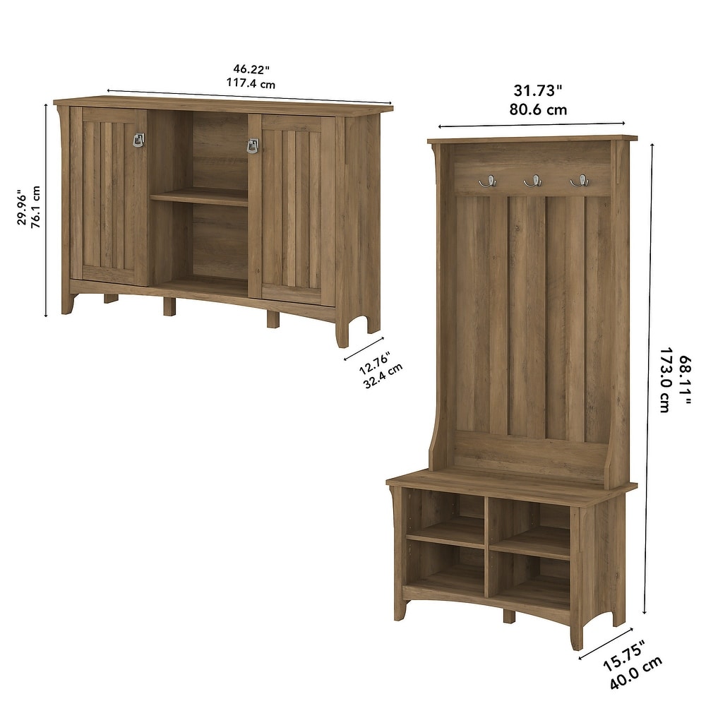 Salinas Storage Cabinet and Hall Tree Shoe Bench Set by Bush Furniture