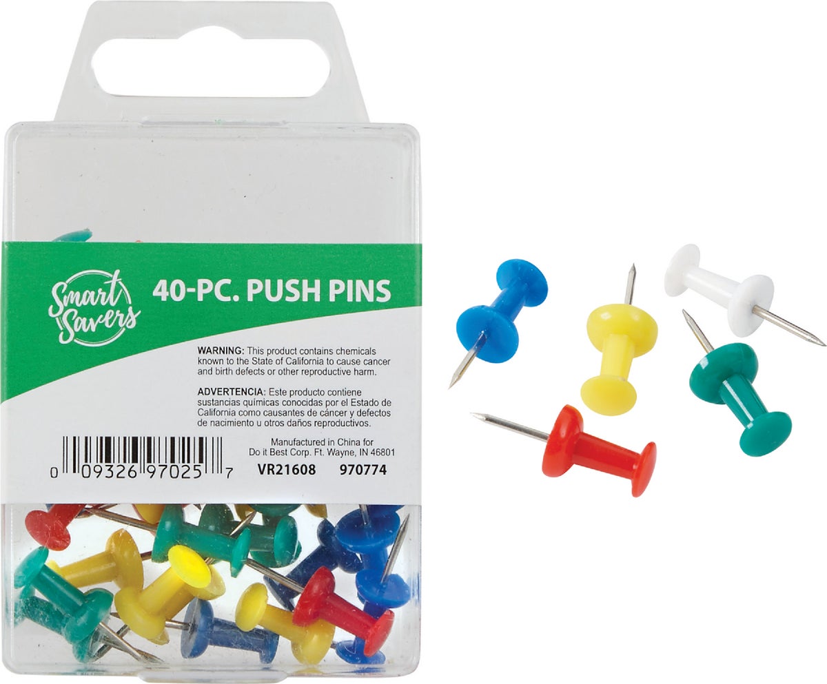 Smart Savers Push Pin Assorted (Pack of 12)