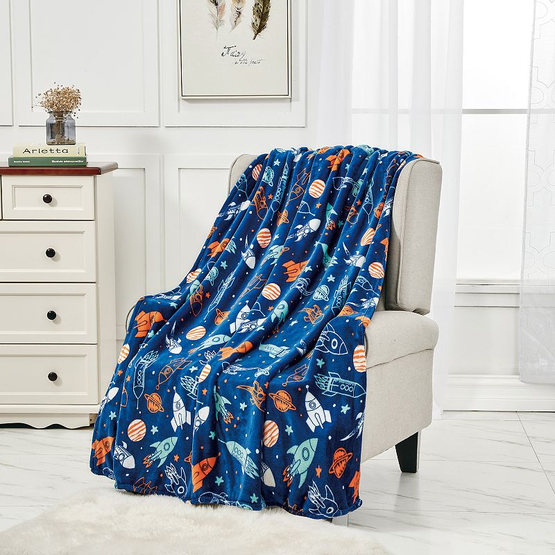 Plazatex Space Adventure Microplush Decorative All Season 50 X 60 Throw Blanket