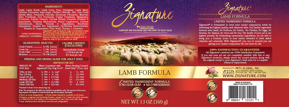 Zignature Lamb Limited Ingredient Formula Grain Free Wet Dog Food