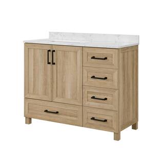 Glacier Bay Tobana 42 in. W x 19 in. D x 34.5 in. H Bath Vanity in Weathered Tan with White Cultured Marble Top Tobana 42NO