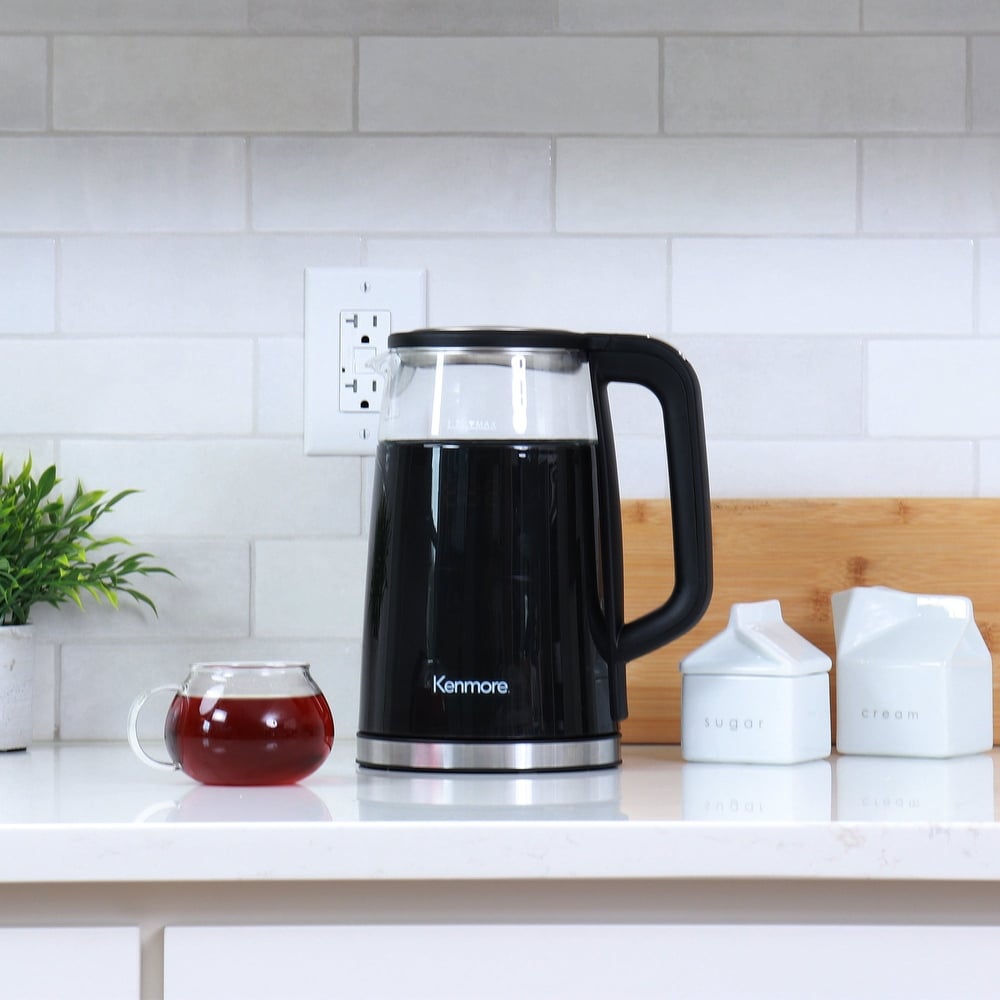 Kenmore Glass Electric Kettle 1.7L  Digital Temperature Control  Black