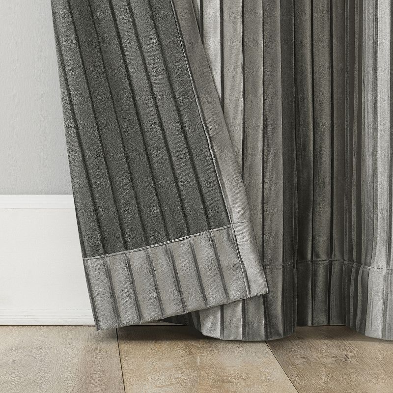 Sun Zero Cascade Pleated Velvet 100% Blackout Single Curtain Panel