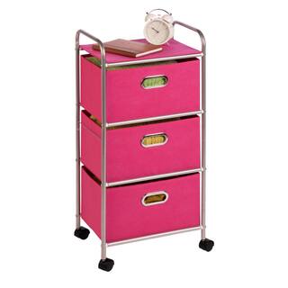 Honey-Can-Do 3-Drawer Storage Cart in Pink CRT-02348