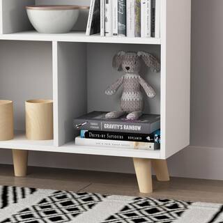 FUFUGAGA 42.1 in. H White Wooden 10-Shelf Freestanding Standard Bookcase Display Bookshelf KF21010001-120