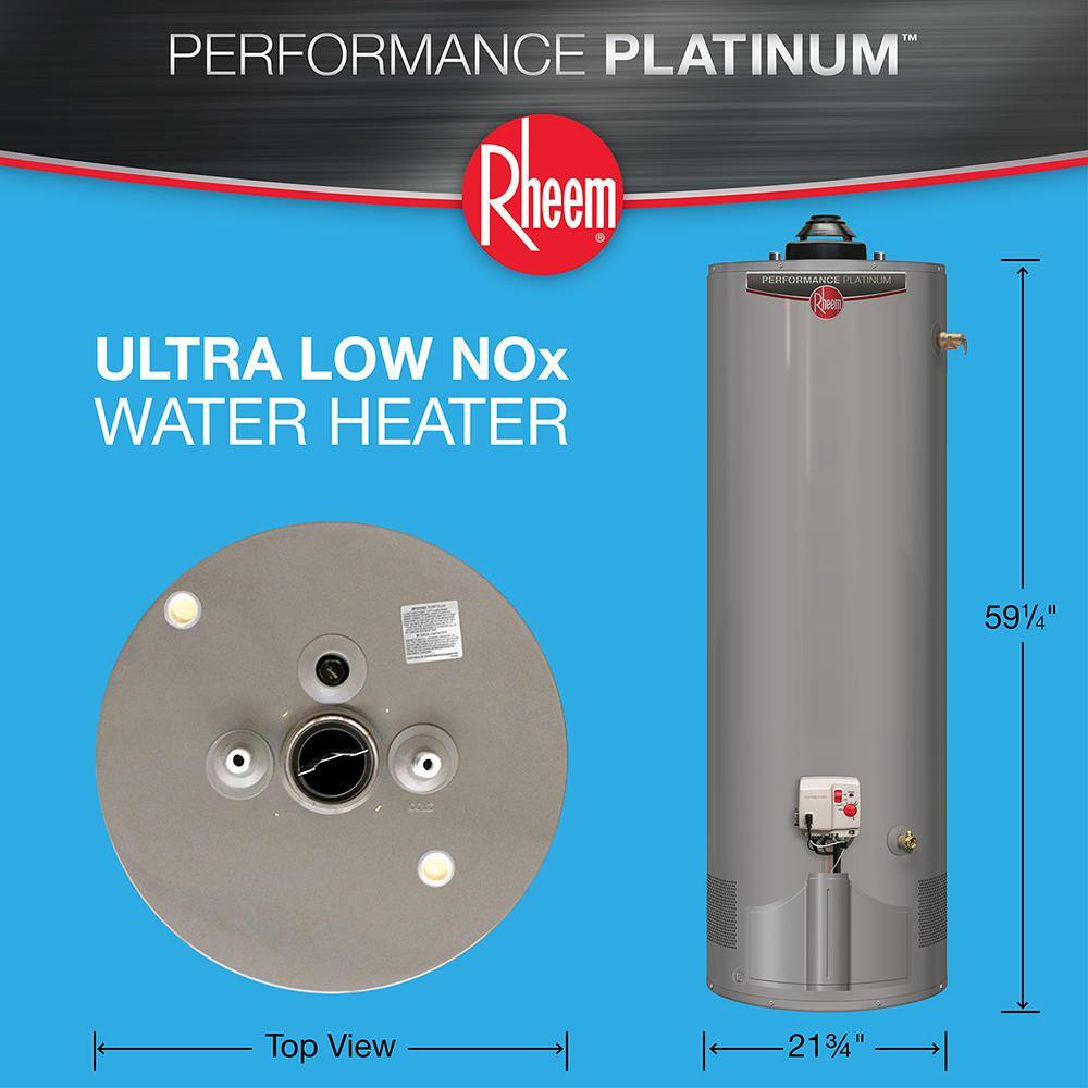 Rheem Performance Platinum 50 Gal. Tall 12-Year 38000 BTU Ultra Low NOx (ULN) Natural Gas Power Damper Tank Water Heater XG50T12DU38U2