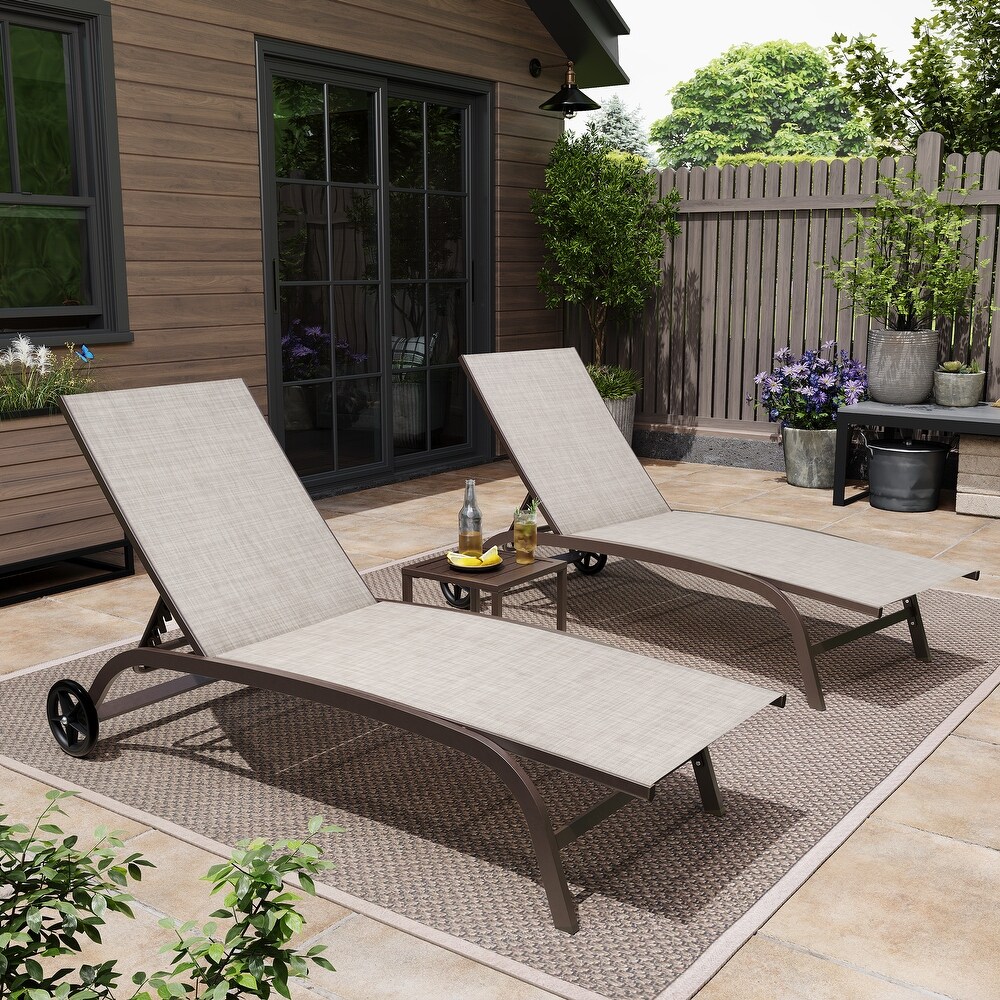 Pellebant Outdoor Patio Chaise Lounge Chairs Set with Table   Set of 3