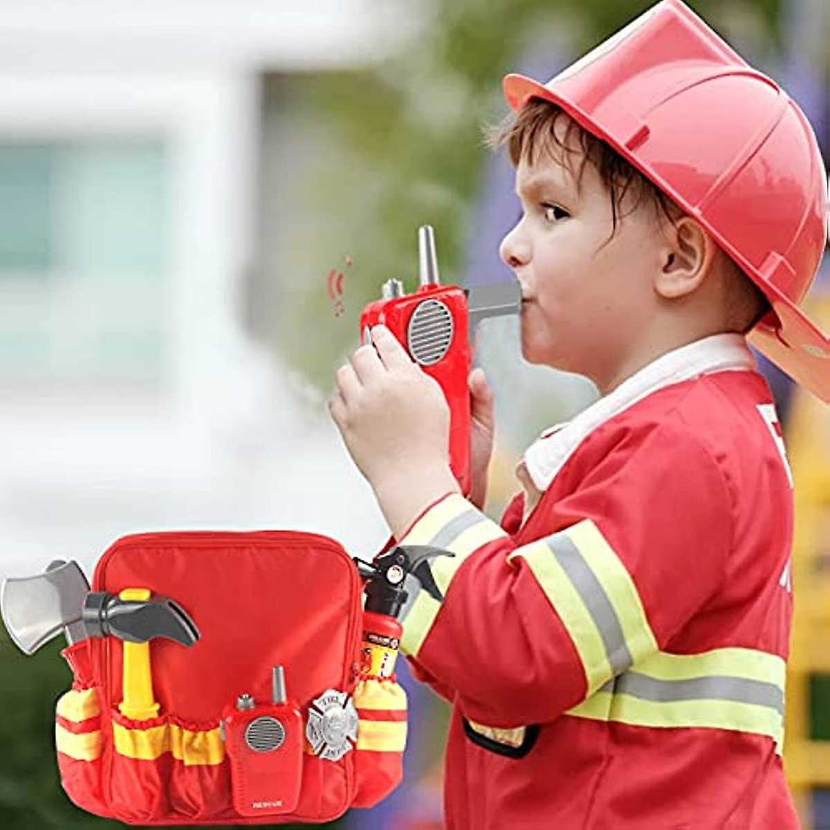 Shunfaji Children S Costume Firefighter With 6 Accessories A Storage Bag Toy Firefighter Accessories For Carnival Children Boys Girls 3 4 5 6 7 8 Year