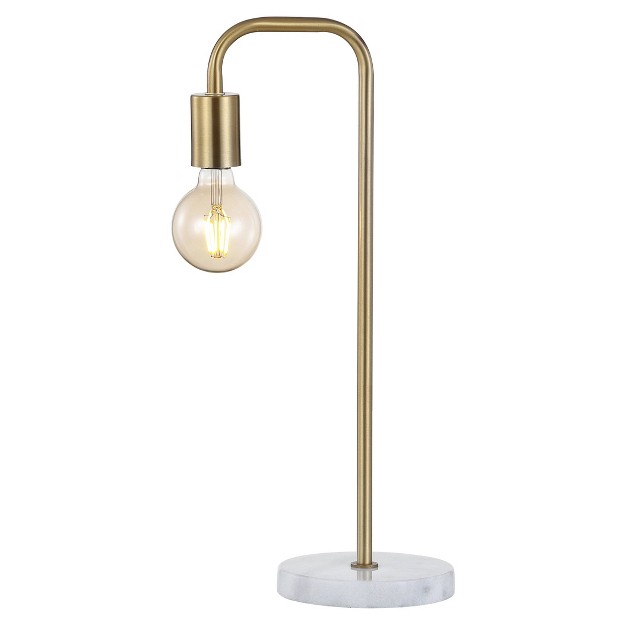 Metal marble Minimalist Glam Pipe Table Lamp includes Led Light Bulb Brass Jonathan Y