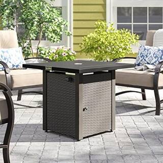 50000BTU Outdoor Propane Metal Fire Pit Table with Adjustable Flame Black BYY617-1