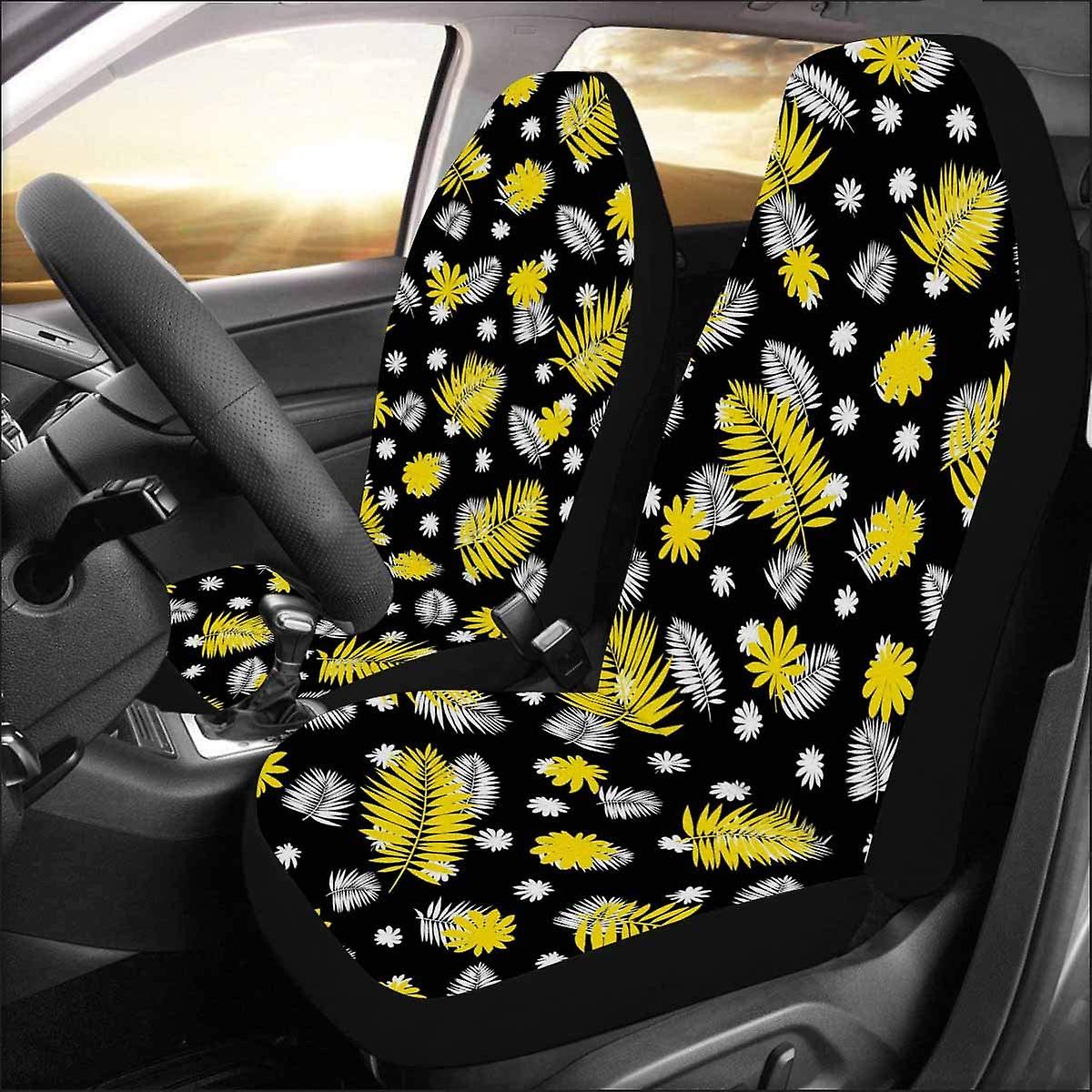 Set Of 2 Car Seat Covers Tropical Palm Trees And Ferns Universal Auto Front Seats Protector Fits For Car，suv Sedan，truck