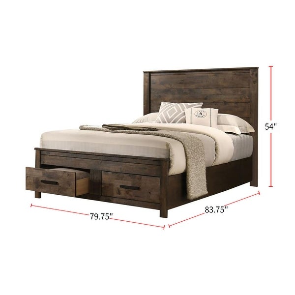 Wooden Storage Eastern King Platform Bedroom Set in Rustic Golden Brown - - 36135730