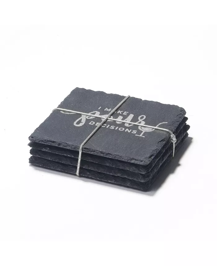 American Atelier 4 X 4 Cloud Wine Slate Coasters Square Set 4 Piece