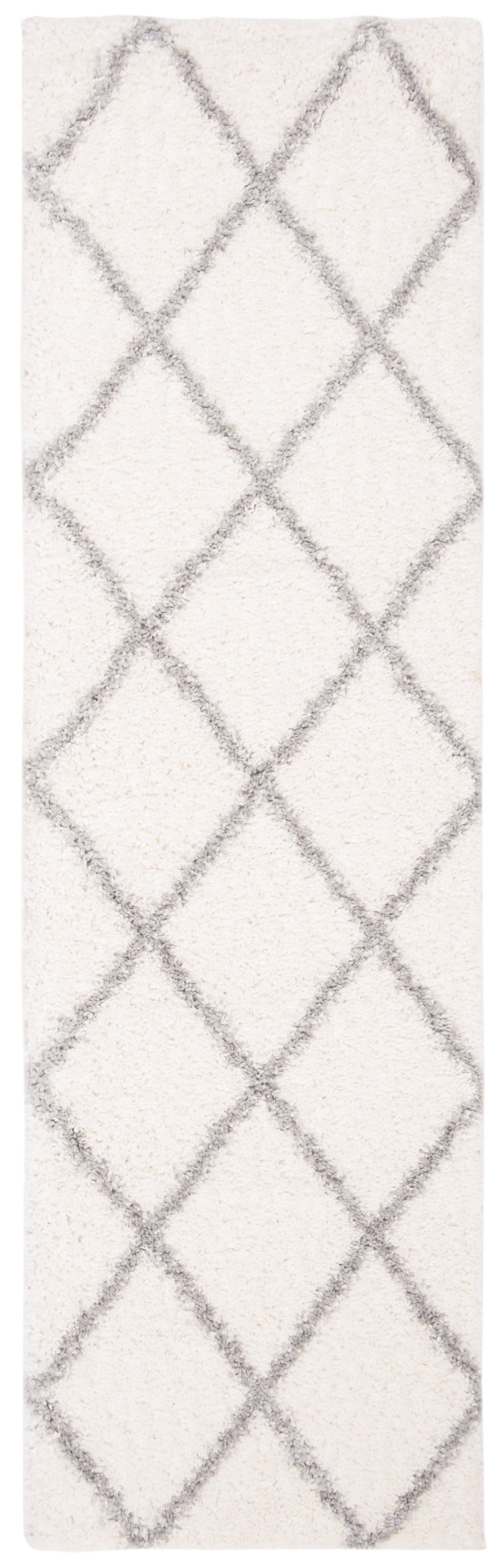 SAFAVIEH Parma Eglantine Geometric Shag Runner Rug, Cream/Grey, 2'3