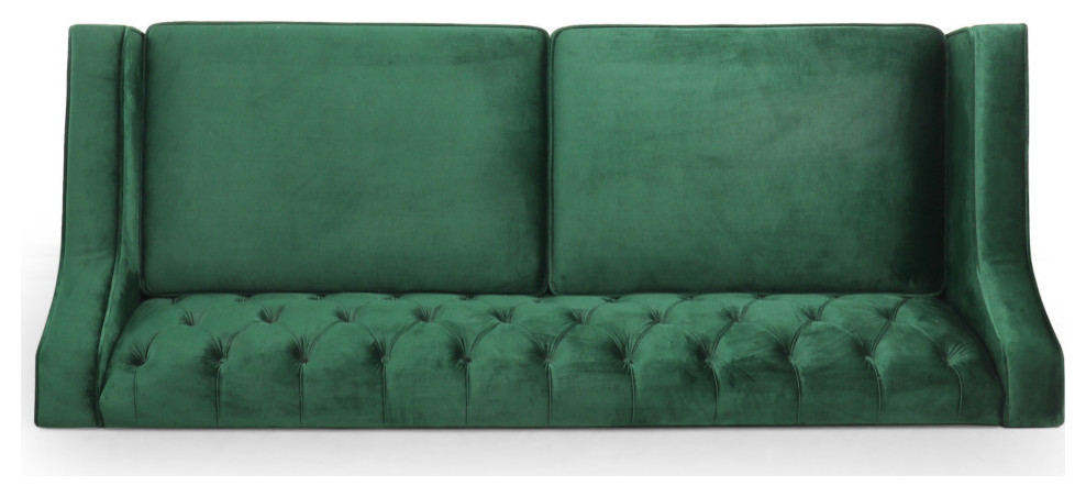 Jameer Modern Glam Tufted Velvet 3 Seater Sofa   Traditional   Sofas   by GDFStudio  Houzz