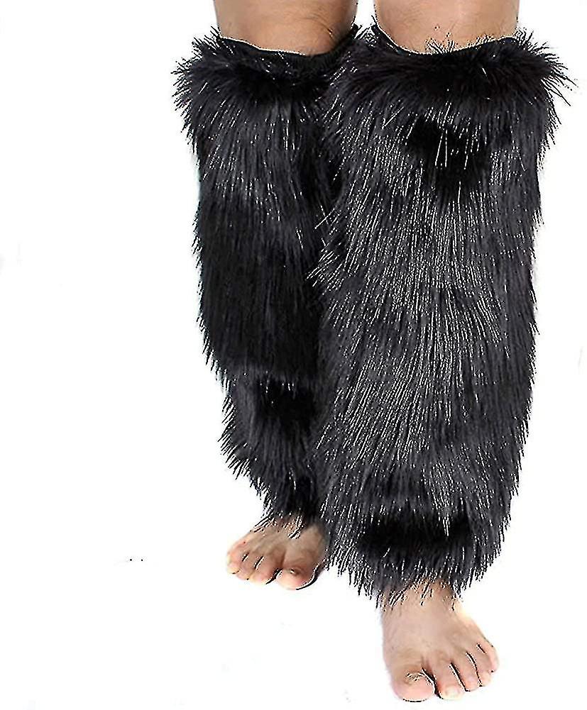 Women's Fur Leg Warmers Sexy Furry Fuzzy Leg Warmers Soft Boot Cuffs Cover A