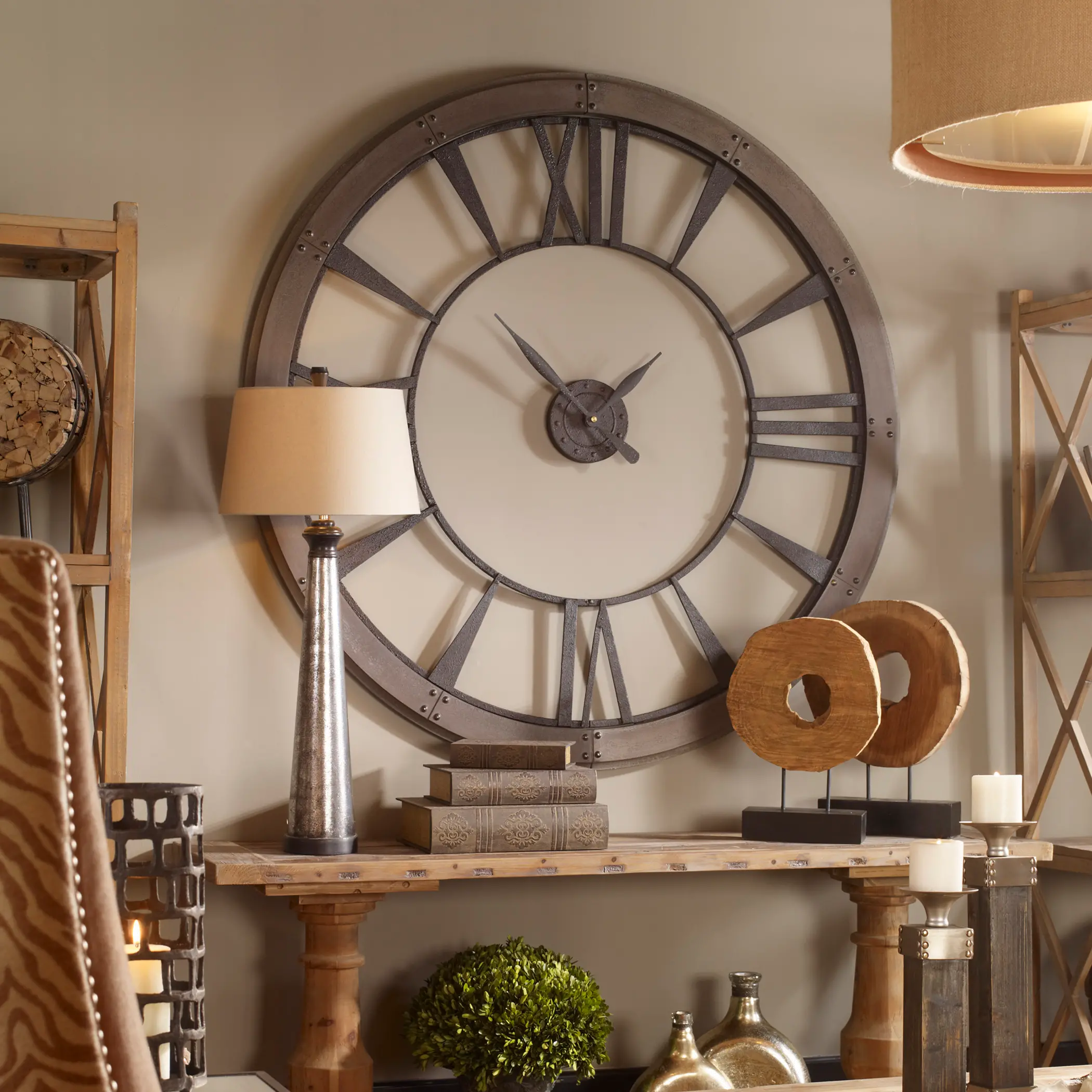 Large 60 Inch Rustic Bronze Wall Clock