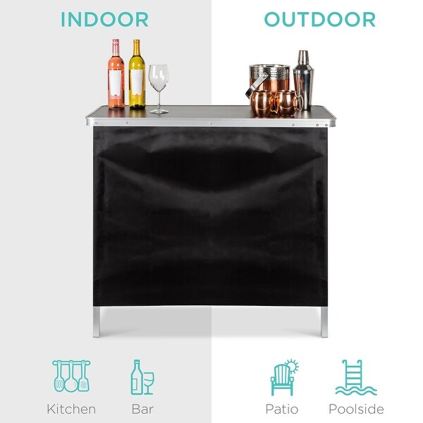 Portable PopUp Bar Table w/ Carrying Case，Removable Skirt