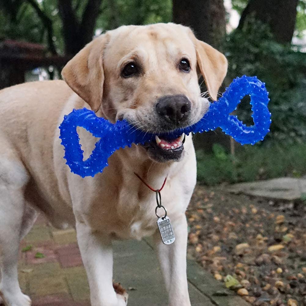 LECHONG Durable Dog Chew Toys 13 Inch Bone Shape Extra Large Dog Toys with Convex Design Strong Tug Toy for Aggressive Chewer， Blue