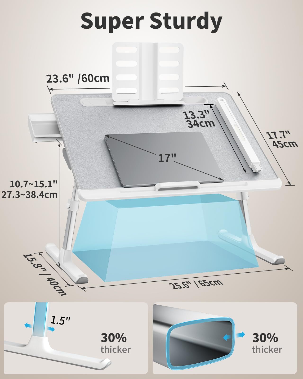 🌷Laptop Bed Tray Desk with LED Desk Light