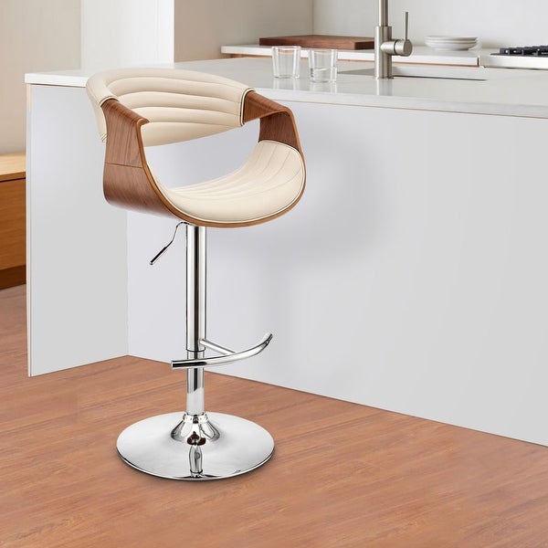 Adjustable Barstool with Faux Leather and Bucket Seat - 21 L X 21 W X 45 H Inches