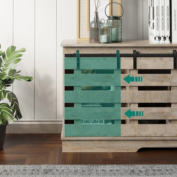 Evelynn Modern TV Stand TV Console Sliding Fence Farmhouse Barn Doors for TVs up to 65