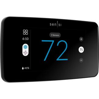 Emerson Sensi Touch 2 Wi-Fi 7-Day Programmable Thermostat Touchscreen Color Display Data Privacy C-Wire Required-Black ST76