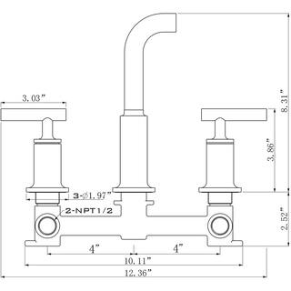 Aurora Decor Ami Dual Handle Wall Mount Bathroom Faucet Rough-in Valve Included in Brushed Gold ADWBF60008-BG