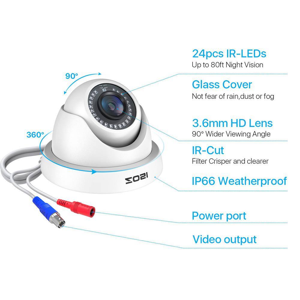 ZOSI 16-Channel 1080p 4TB DVR Security Camera System with 12 Wired Dome Cameras 16JK-418W12-40