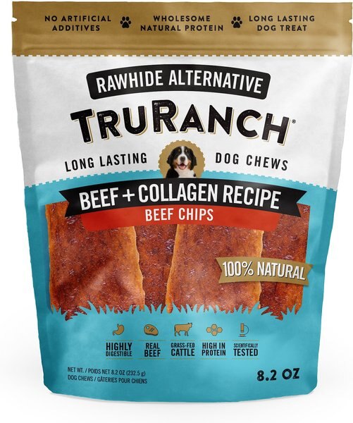 TruRanch Beef Collagen Chips Hard Chew Dog Treats， 6-in， 8.2-oz bag