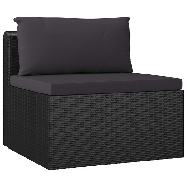 11 Piece Garden Lounge Set with Cushions Poly Rattan Black - Overstock - 35106166