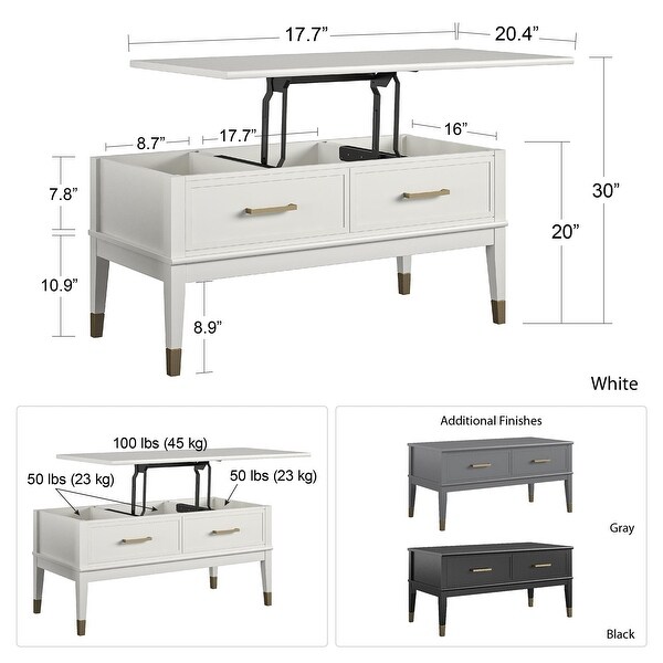 Westerleigh Lift-Top Coffee Table， Black