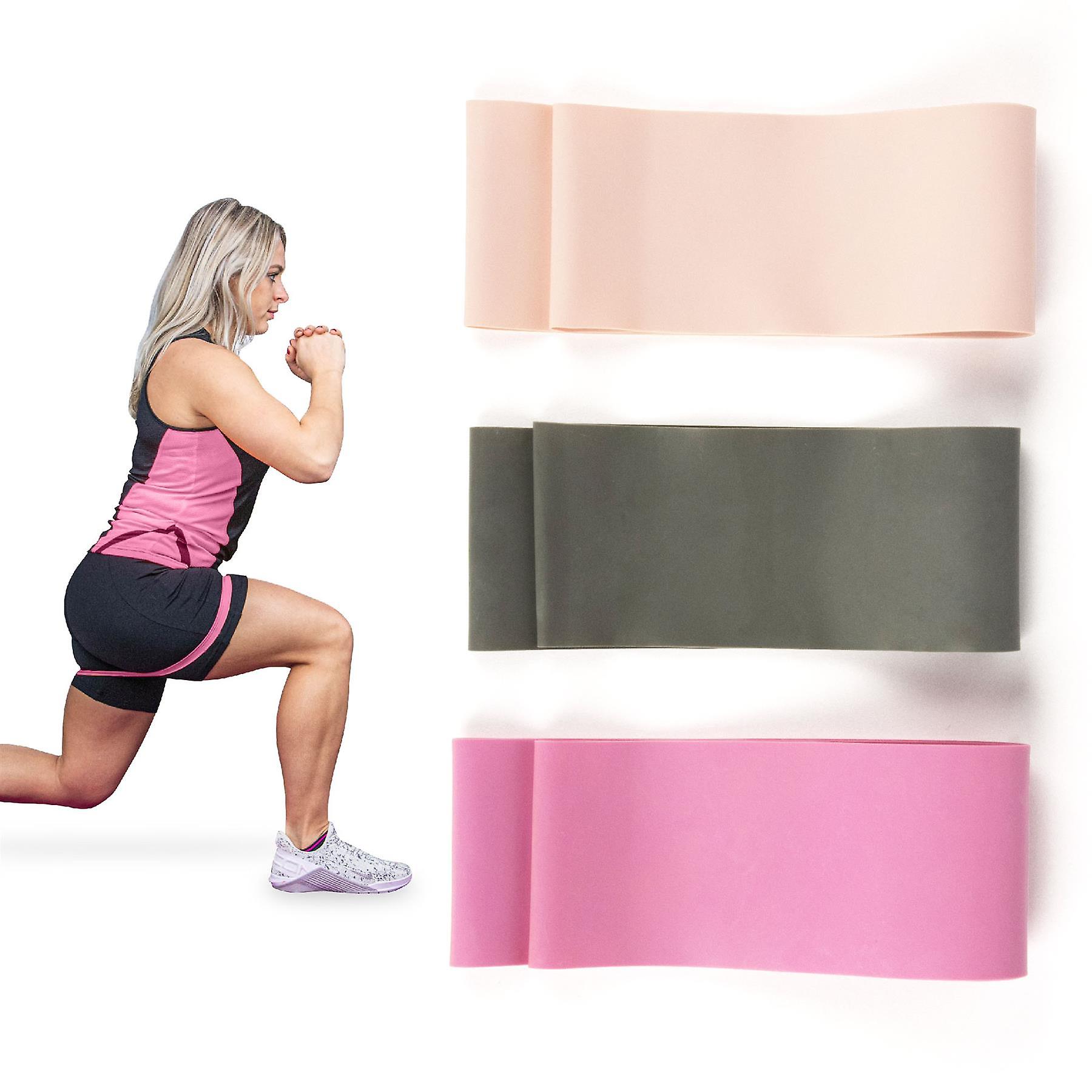 Phoenix Fitness Resistance Bands - Set of 3 Non-Slip Loop Stretch Bands for Exercise and Yoga Workout for Legs， Hips and Glutes - Pink