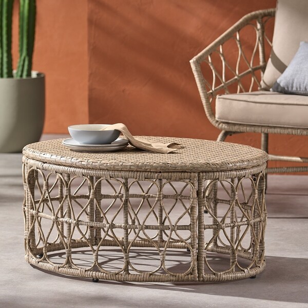 Woven Wicker Weave Coffee Table for Patio