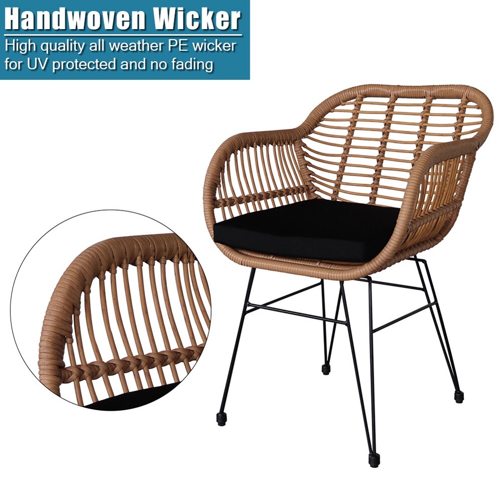 3pcs Wicker Rattan Patio Conversation Set