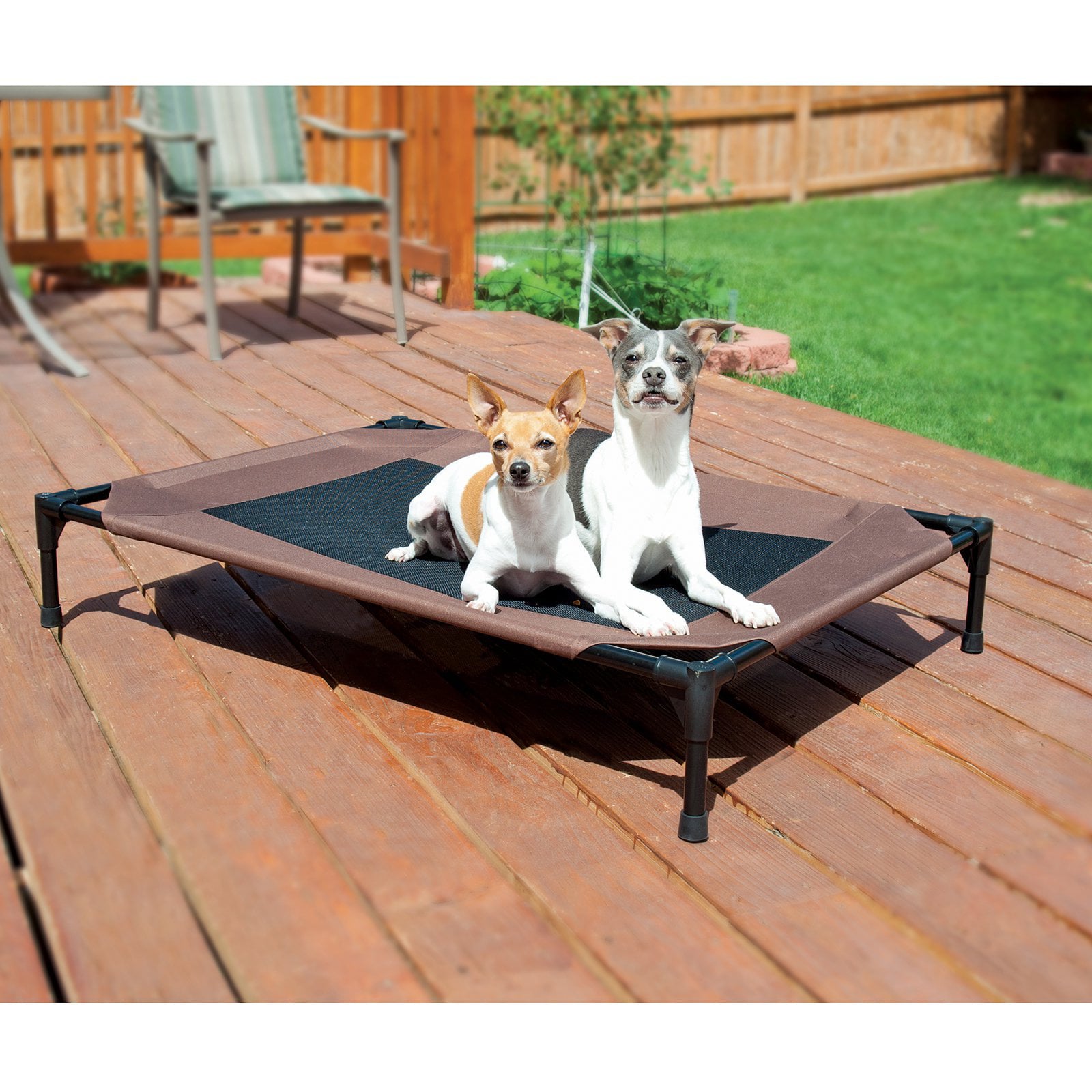 KandH Cooling Cot Pet Dog Bed， Large， Gray/Black Mesh