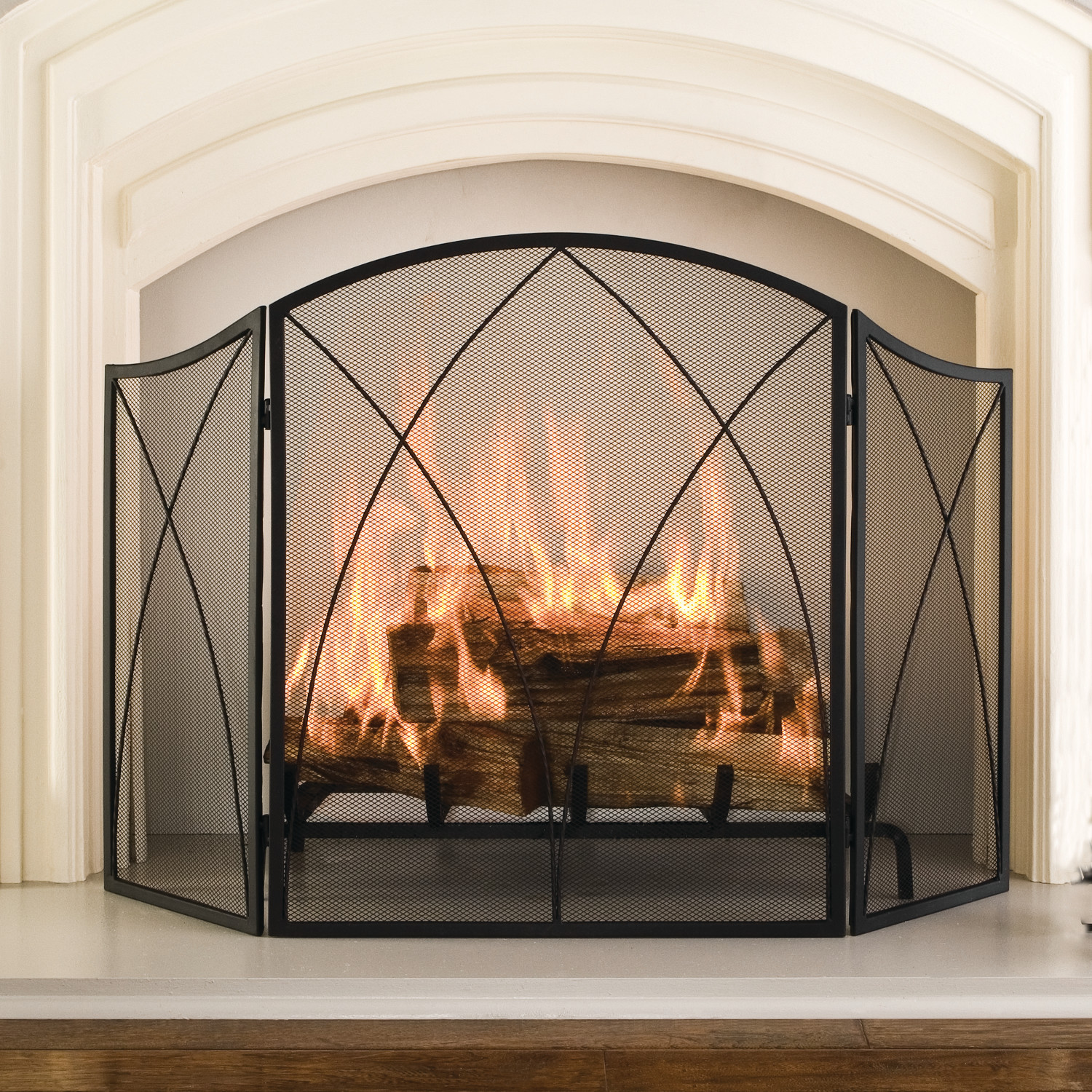 Pleasant Hearth 959 Arched Fireplace Screen  Black