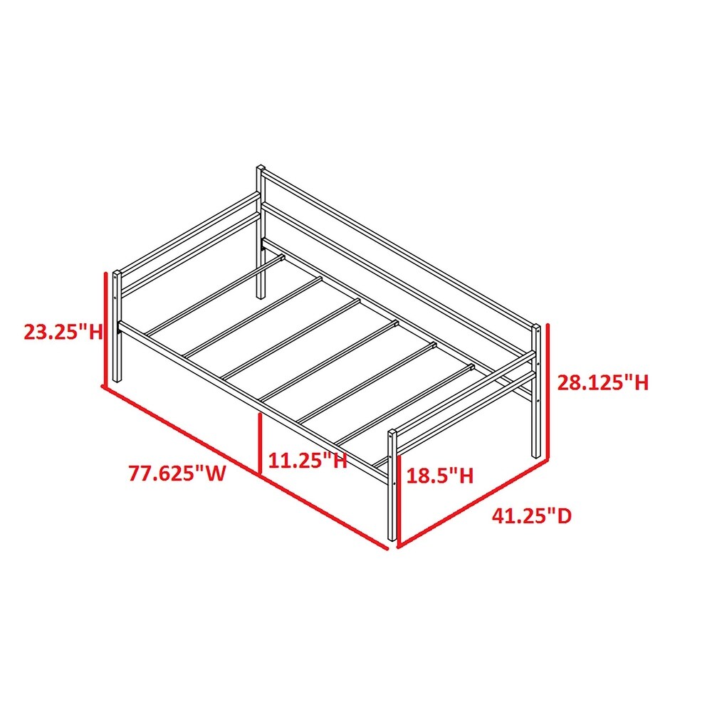 Modern Metal Twin Size Daybed Frame with Metal Slats Support  Bronze Finish