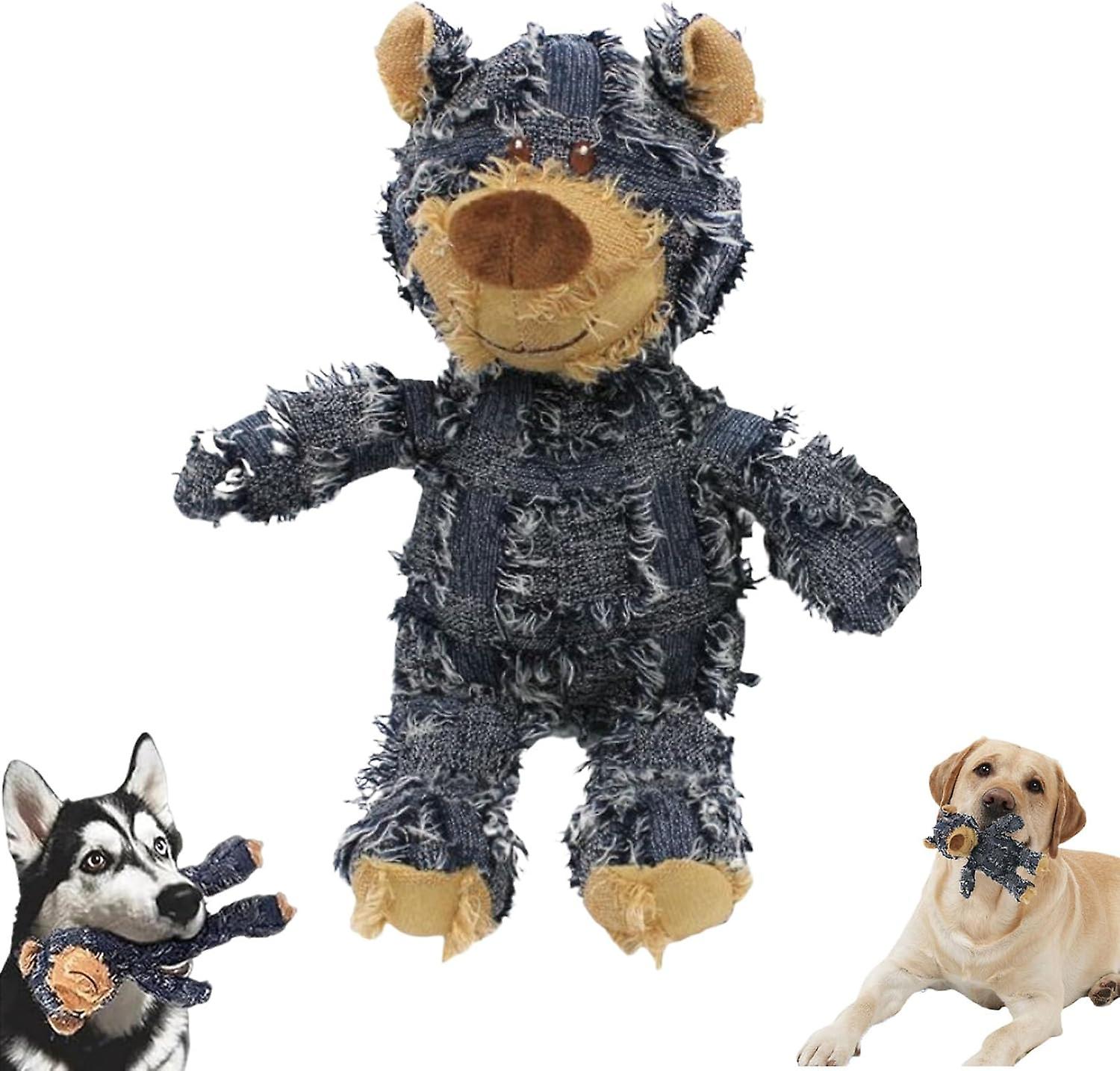 Bear， Indestructible Robust Bear Dog Toy， Dog Squeaky Toys， Designed For Heavy Chewers (small Blue)